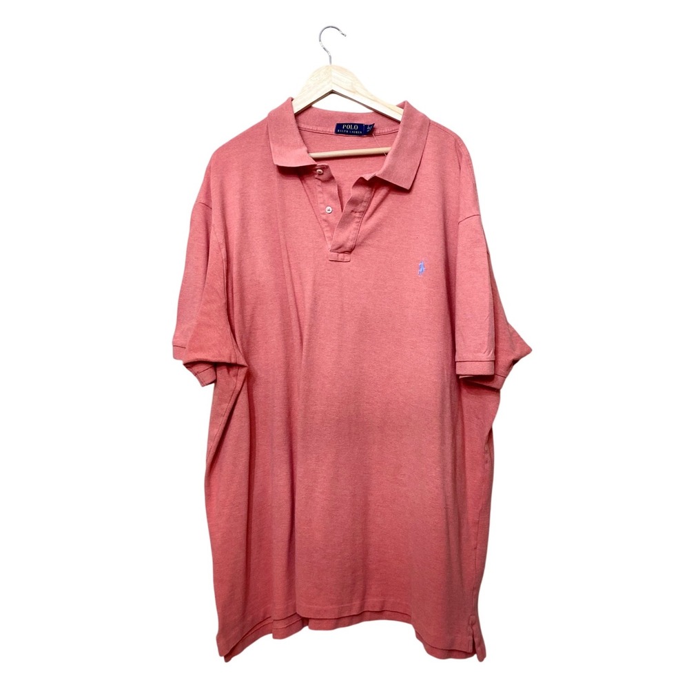 Polo Ralph Lauren Mens Big & Tall 4XB Coral Pink Heather Short Sleeve Polo Shirt